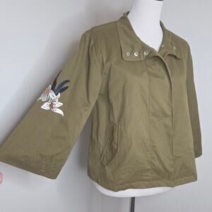 Eric Signature Olive Embellished Cropped Jacket lined Sz Medium